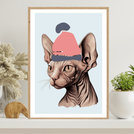 Sphynx kočka s čepicí