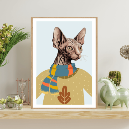 Sphynx kočka ve svetru